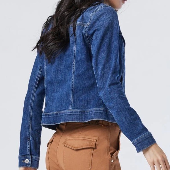 🆕 Mavi Samantha Denim Jacket Cropped | Mid Brushed Feather Blue - Picture 5 of 10